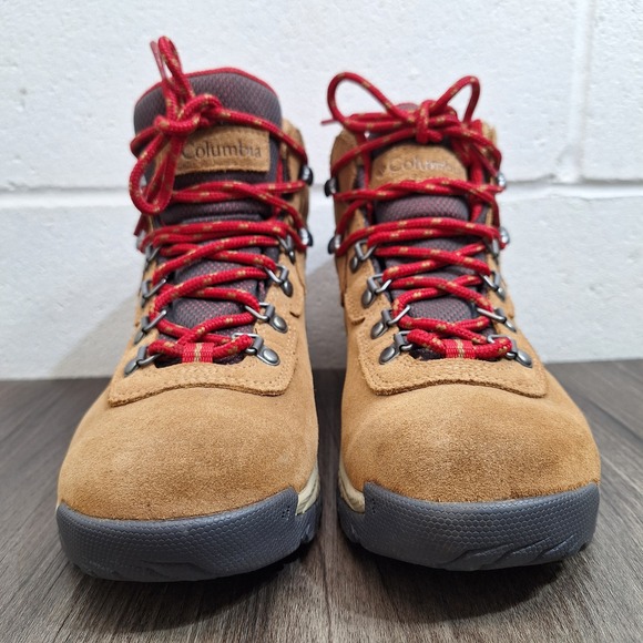 Columbia Newton Ridge Plus Waterproof Hiking Boots Tan Red Womens 7.5 BL1552-286 - Picture 5 of 10